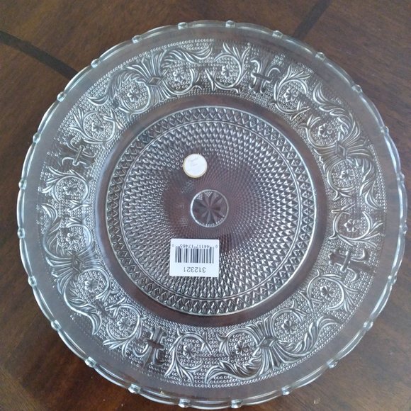 Elegant Round Crystal Platter, 30 cm round, Made in US - Picture 5 of 5